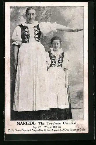AK Mariedl, The Tyrolean Giantess, Age 27, Riesin