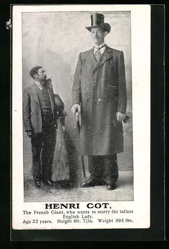 AK Henri Cot, The French Giant woh wants to marry the tallest English Lady, Age 22 years, Riese