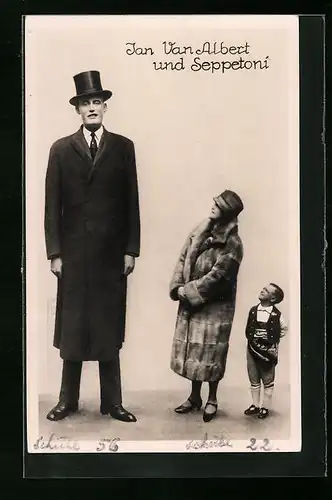 AK Jan Van Albert und Seppetoni, Riese und Liliputaner