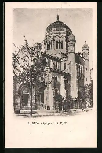 AK Dijon, Synagogue, Synagoge im Sonnenschein