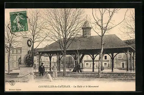 AK Corbeilles-en-Gatinais, La Halle et le Monument