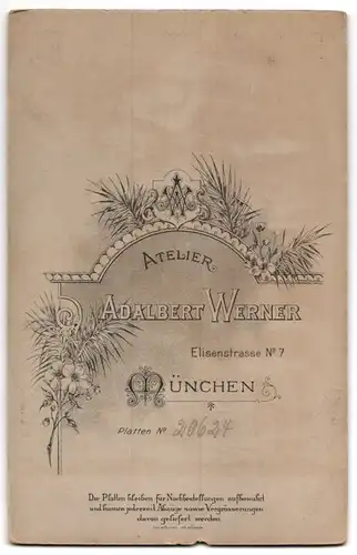 Fotografie Adalbert Werner, München, Elisenstr. 7, Bürgerliches Paar in hübscher Kleidung