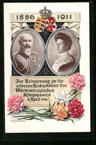 AK Silberhochzeitsfeier des Königspaares von Württemberg 1911