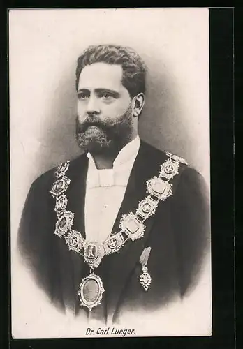 AK Bürgermeister Carl Lueger mit Ordenskette im Portrait