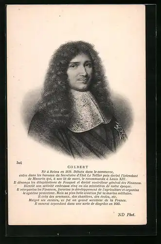 Künstler-AK Portrait von Jean-Baptiste Colbert