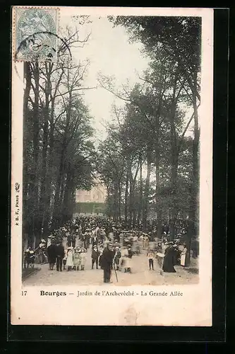 AK Bourges, Jardin de l`Archeveché, La Grande Allée