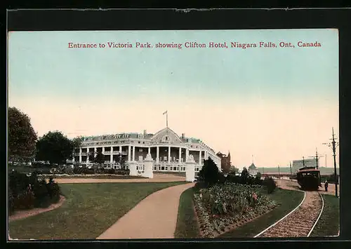 AK Niagara Falls /Ont., Entrance to Victoria Park showing Clifton Hotel
