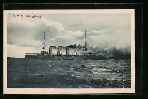 AK Kriegsschiff S.M.S. Königsberg gibt Volldampf