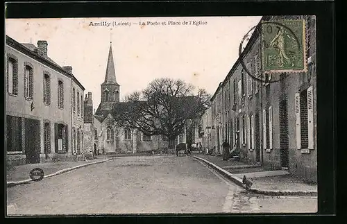 AK Amilly, La Poste et Place de l`Eglise