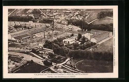 AK Montargis, Vue générale des Usines Hutchinson à Langlée, Fabrique des Caoutchoucs à l`Aigle