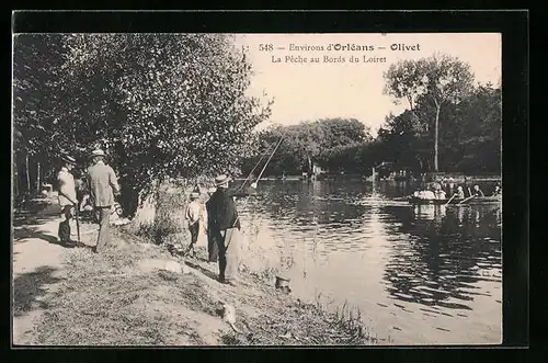 AK Orléans-Olivet, La Péche au Bords du Loiret