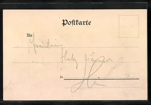 AK Meiningen, Liebes-Postkarte des Vereins für Handlungs-Commis 1858, Hermes mit Zepter und Flügelhelm