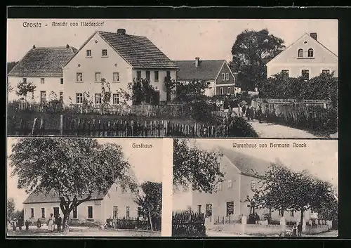 AK Crosta, Gasthaus, Warenhaus von Hermann Noack, Ansicht von Niederdorf