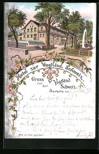 Lithographie Jocketa /Vogtländ. Schweiz, Hotel zur Vogtländischen Schweiz