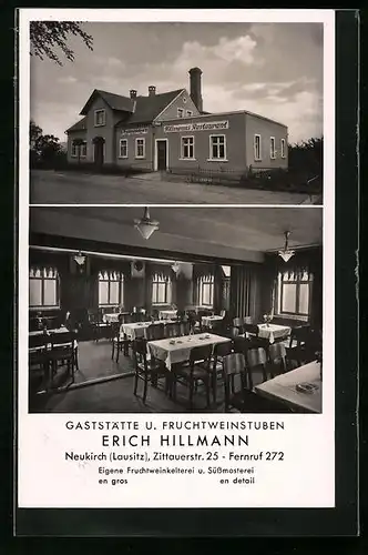 AK Neukirch /Lausitz, Gasthaus von Erich Hillmann, Zittauerstrasse 25
