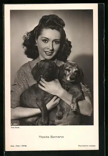 AK Schauspielerin Rosita Serrano mit Hunden