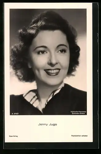 AK Schauspielerin Jenny Jugo mit niedlichem Lächeln