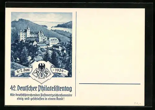 AK 42. Ausstellung der deutsche Philatelisten 6.-7. Juni 1936