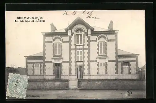 AK Sury-aux-Bois, La Mairie et l`Ecole