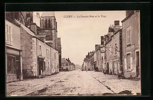 AK Cléry, La Grande Rue et la Tour