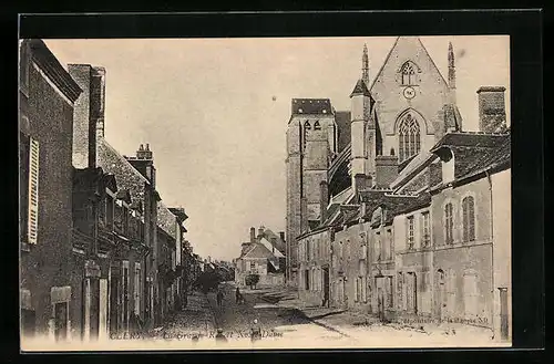 AK Cléry, La Grande-Rue et Notre-Dame