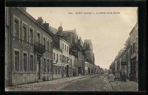 AK Cléry, La Mairie et les Ecoles