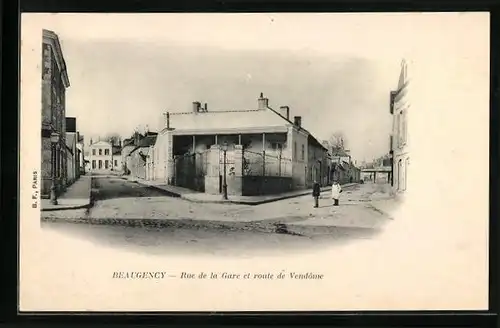 AK Beaugency, Rue de la Gare et route de Vendome