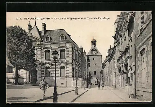 AK Beaugency, La Caisse d`Epargne et la Tour de l`Horloge