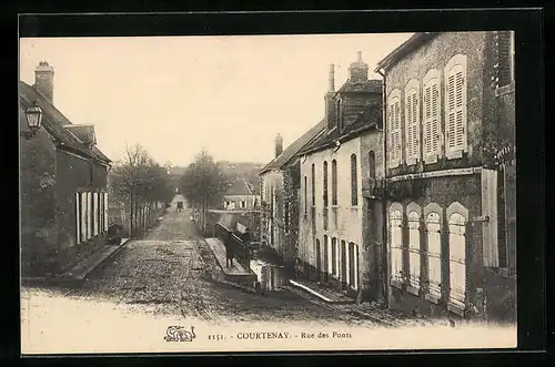 AK Courtenay, Rue des Ponts, Strassenpartie