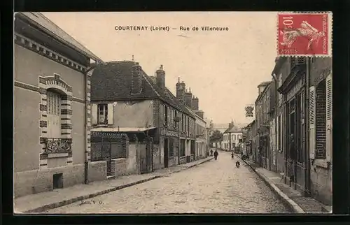 AK Courtenay, Rue de Villeneuve, Strassenpartie