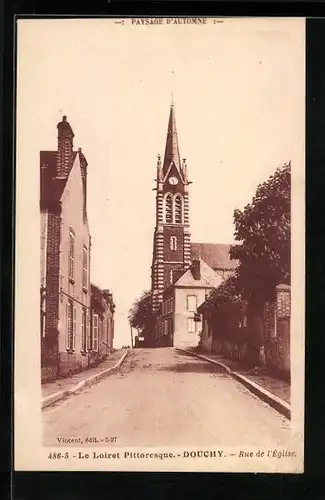 AK Douchy, Rue de l`Église, Strassenpartie