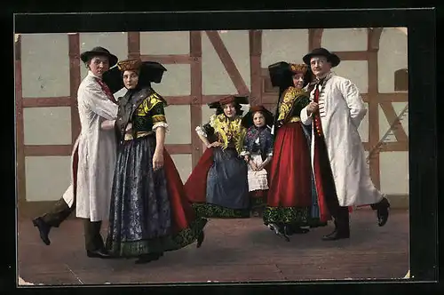 AK Tanzende Paare in Schaumburg-Lipp`schen Trachten