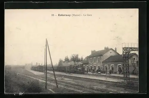 AK Esternay, La Gare, Bahnhof