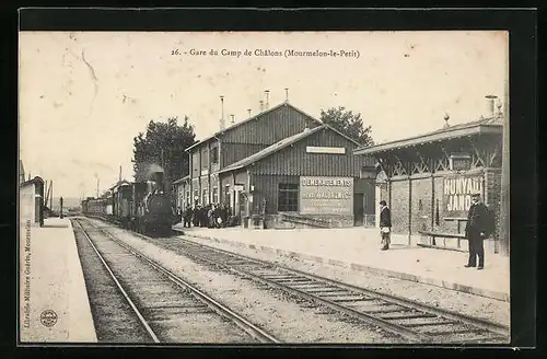 AK Mourmelon-le-Petit, Gare du Camp de Chalons, Bahnhof