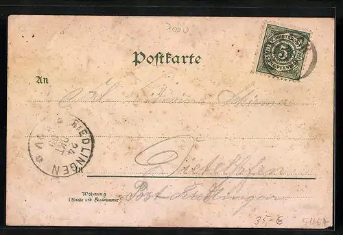 Lithographie Fellbach, Der Kermen, Totalansicht