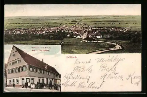 AK Fellbach, Gasthaus zum Hirsch, Ortsansicht