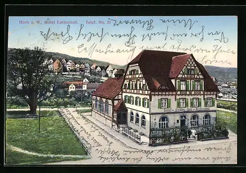 AK Horb a. N., Hotel Lindenhof aus der Vogelschau