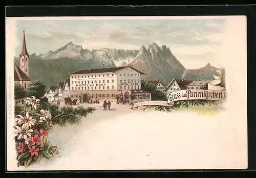 Lithographie Partenkirchen, Hotel zur Post