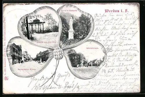 AK Werdau i. Sa., Bahnhofstrasse, Reichenbacher Strasse, Stadtpark