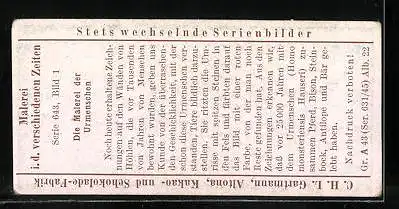Sammelbild Gartmann Schokolade, Malerei i. d. verschiedenen Zeiten, Urmenschen