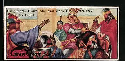 Sammelbild Gartmann Schokolade, Nibelungenlied, Siegfrieds Heimkehr