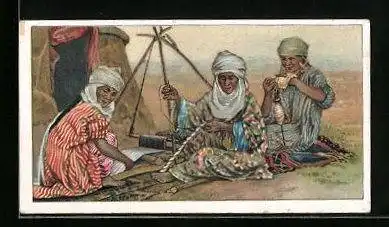 Sammelbild Reese & Wichmann Schokolade, Volkstypen aus Samarkand, Kirgisinnen am Webstuhl