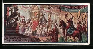 Sammelbild Gartmann Schokolade, Blumenfeste, Tempelfest in der Pagode zu Madura
