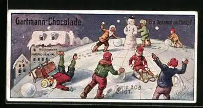 Sammelbild Gartmann Schokolade, Humoristisches vom Nordpol, Ein Denkmal am Nordpol