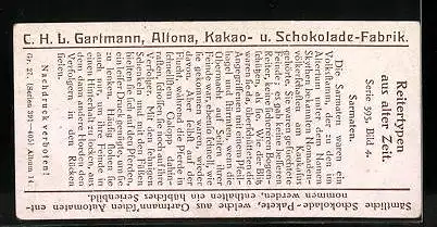 Sammelbild Gartmann Schokolade, Reitertypen aus alter Zeit, Sarmaten