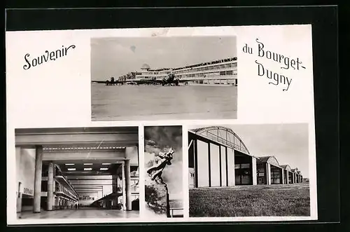 AK Bourget-Dugny, Flughafen, Innenansicht, Hangar mit geöffneten Toren