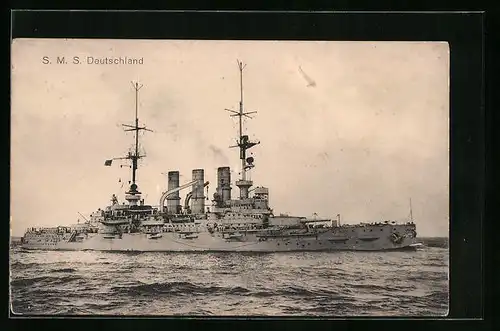 AK Kriegsschiff SMS Deutschalnd auf hoher See