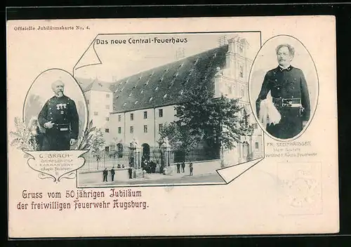 AK Ganzsache Bayern PP15D12 /04: Augsburg, 50 jähriges Jubiläum der freiwilligen Feuerwehr