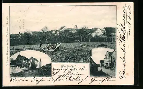 AK Wachendorf, Schloss, Strassenpartie mit Geäbudeansicht, Ortspartie