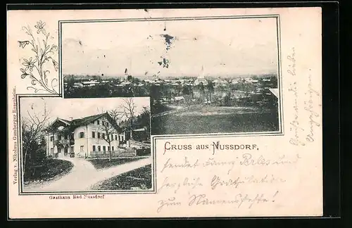 AK Nussdorf, Gasthaus Bad Nussdorf, Panorama